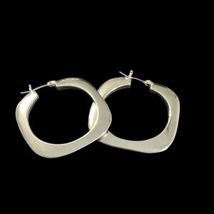 Silver Irregular Hoop Earrings - Women Jewelry